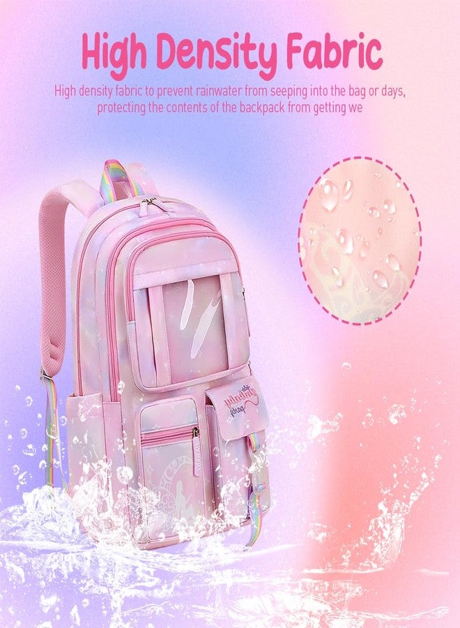 ClimbertyÂ® School Bag for Girls Kids 7-12 Years Old Cute Cartoon School Bags Waterproof Backpack Bag Durable Burden School Bags Christmas Children's Day Birthday Gift for Girls, Kids - Pink - Image 5